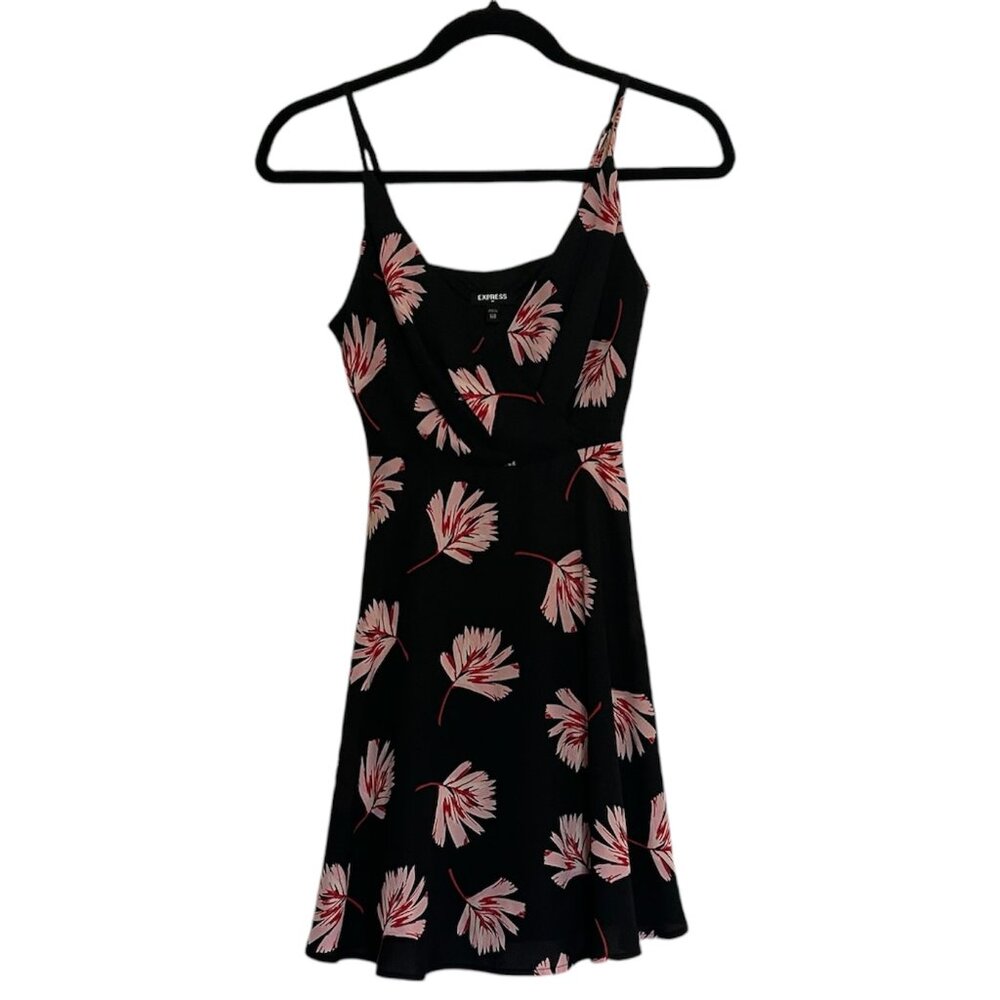 Express Black Floral Dress Size XXS